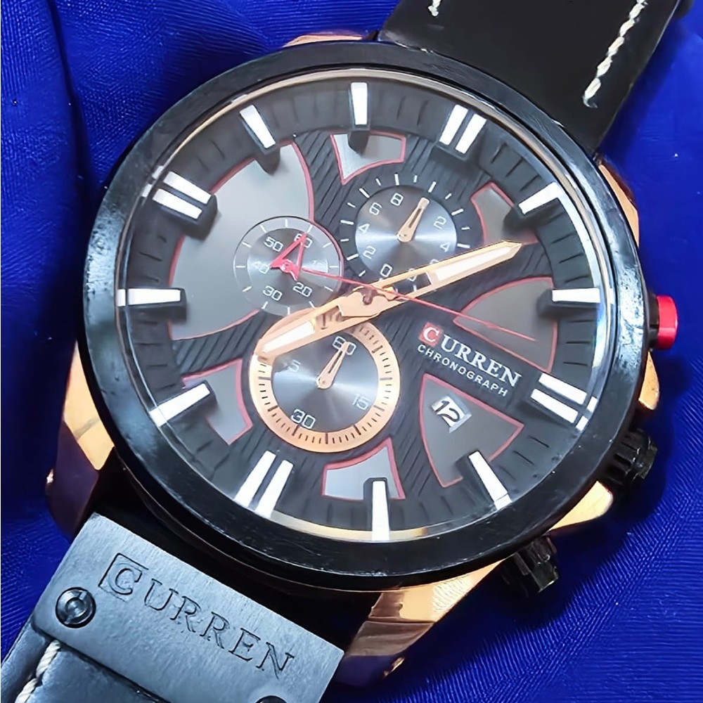 Curren Chronograph Classic 48mm Watch EUC